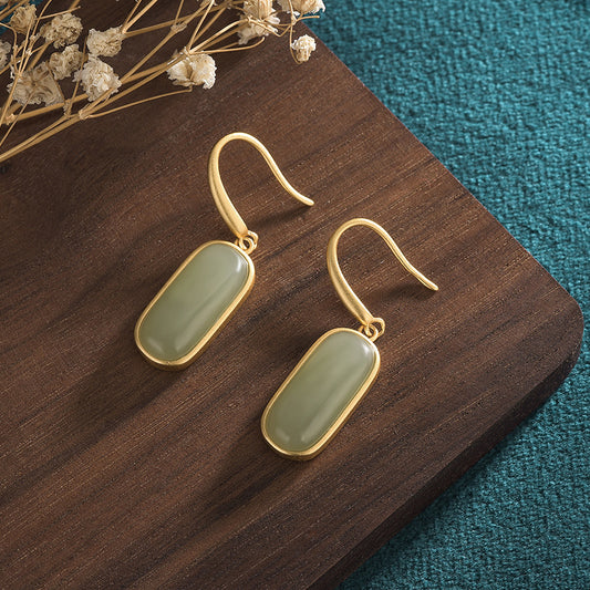 Women's Earrings Antique Gold-plated Imitation Hetian Jade Vintage-Jewearrings