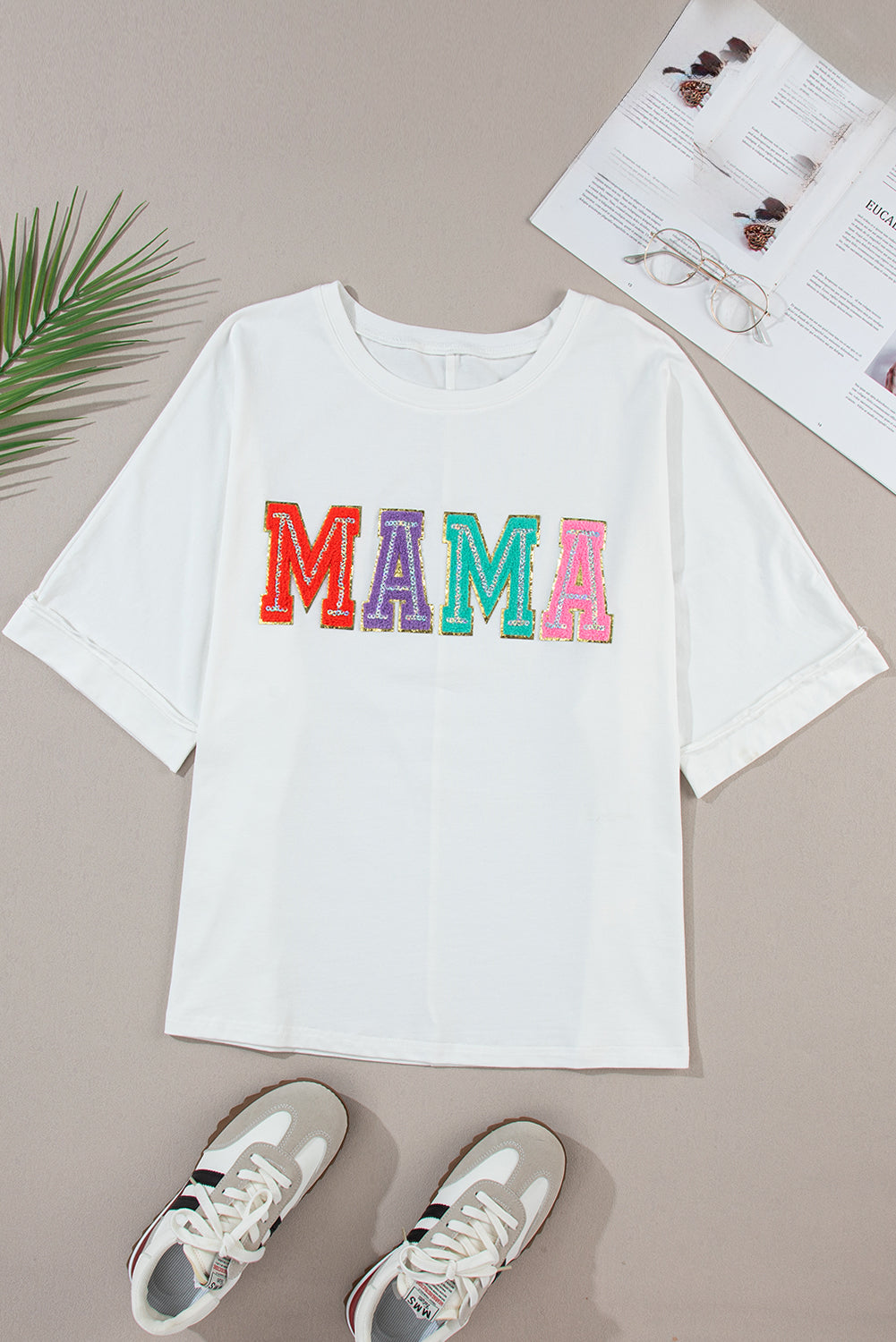 MAMA Round Neck Short Sleeve T-Shirt-Jewearrings