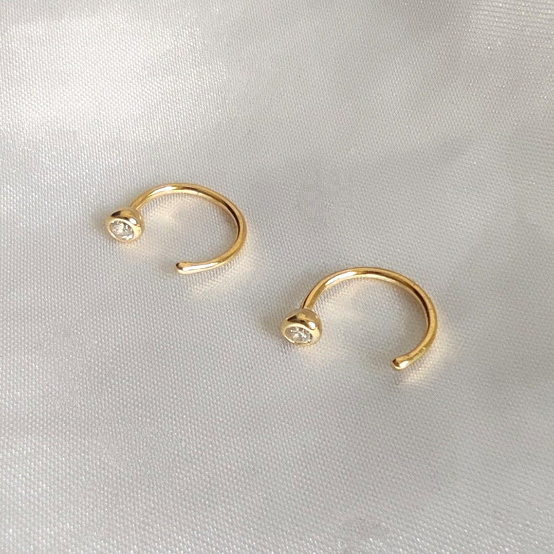 A Hook Zircon Earrings Are Still Simple Sterling Silver-Jewearrings