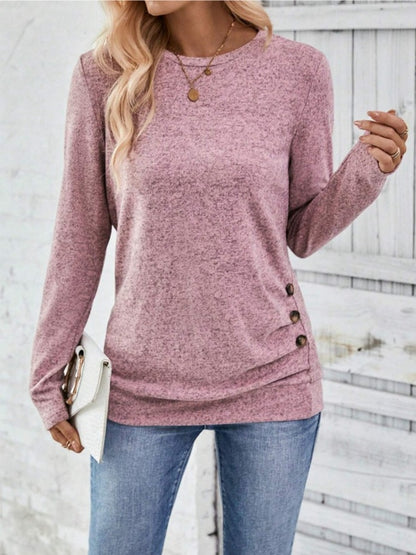 Round Neck Long Sleeve T-Shirt-Jewearrings