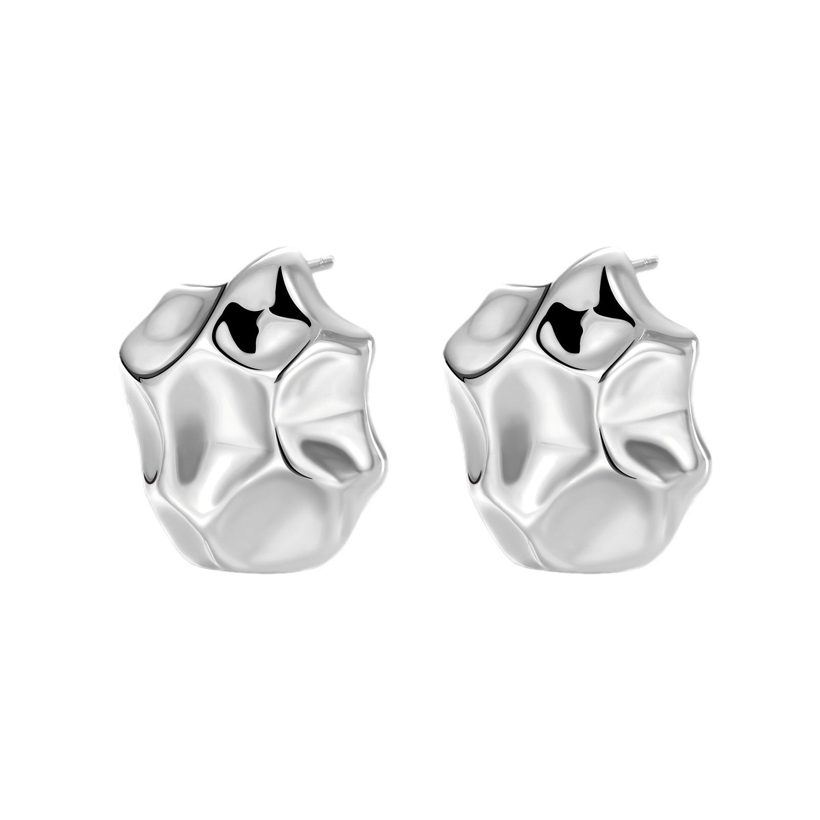 Silver Pin Simple Retro Irregular Stud Earrings-Jewearrings