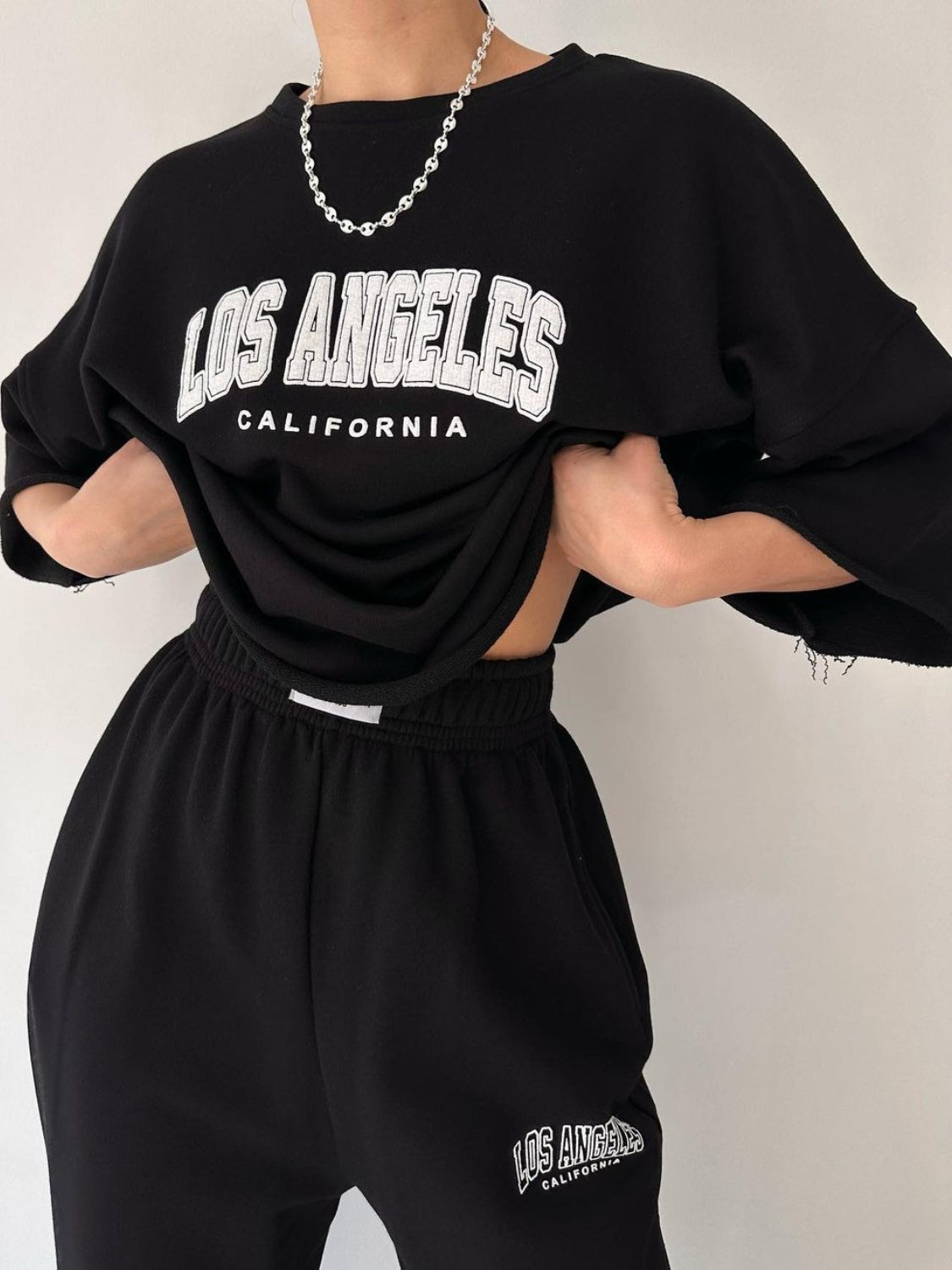 LOS ANGELES CALIFORNIA Graphic Sweatshirt and Sweatpants Set-Jewearrings