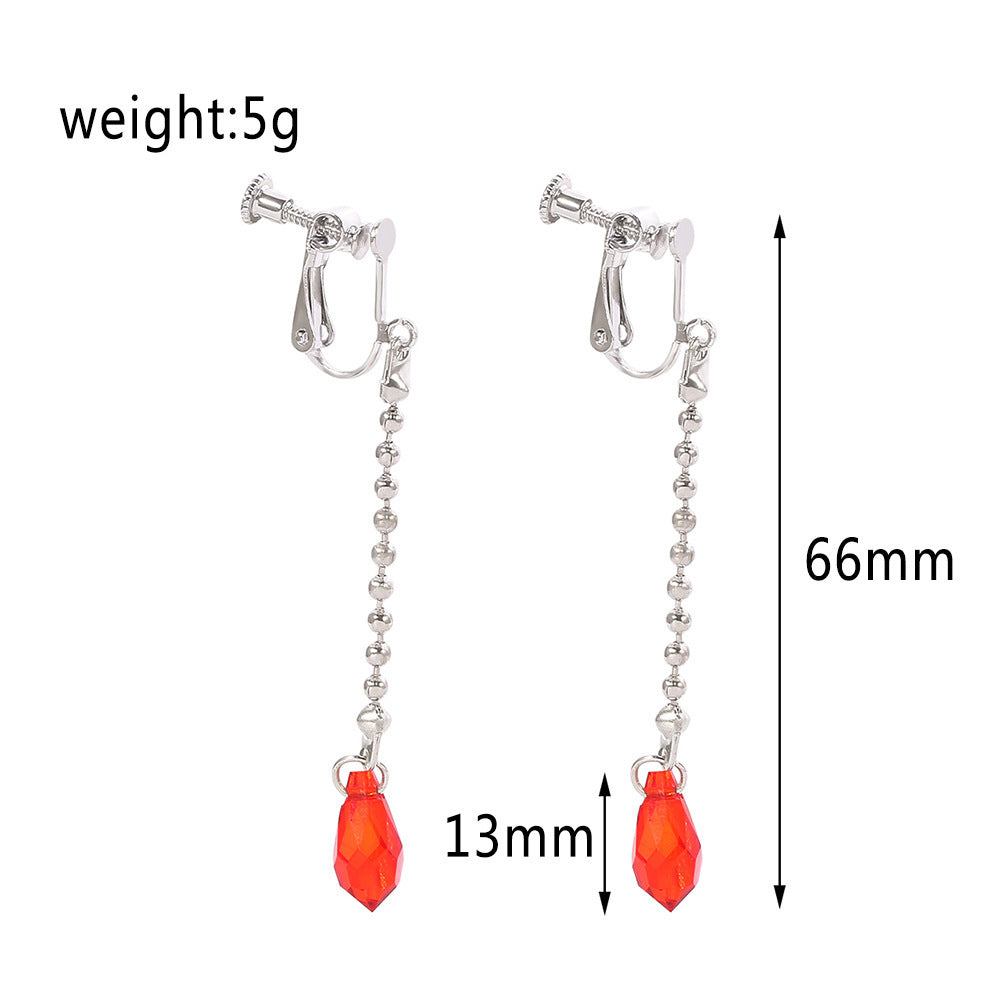 Zinc Alloy Long Tassel Drop Stud Earrings-Jewearrings