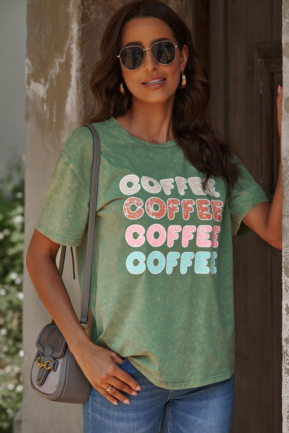 COFFEE Graphic Round Neck Tee-Jewearrings