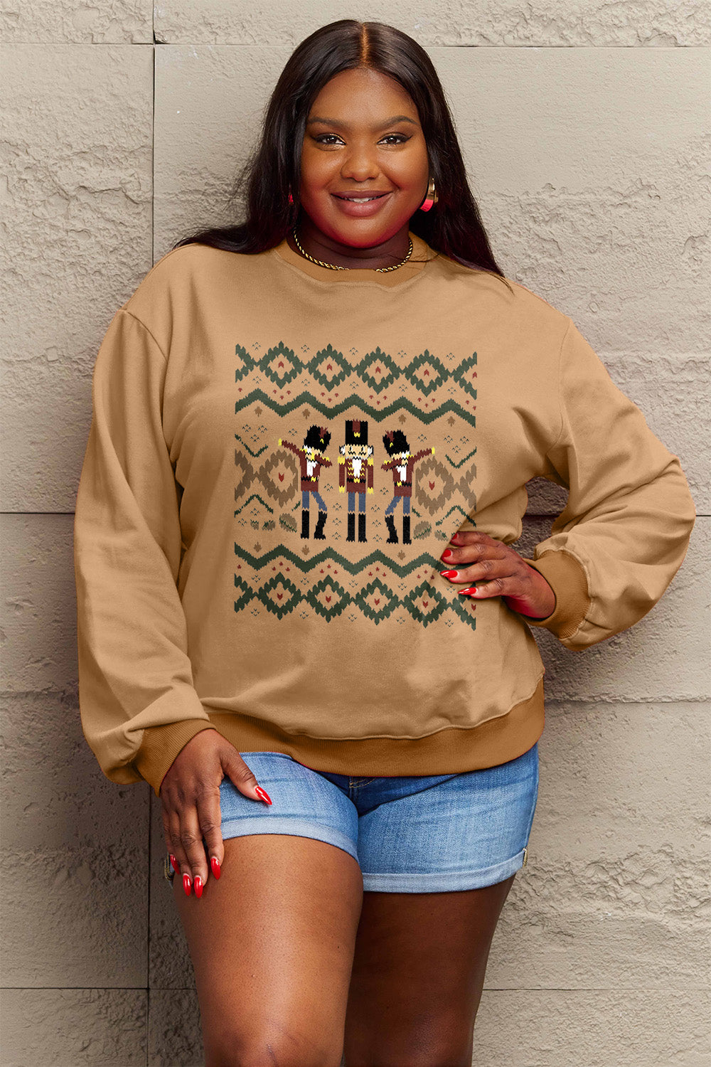 Simply Love Full Size Nutcracker Graphic Long Sleeve Sweatshirt-Jewearrings