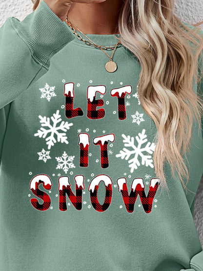 LET IT SNOW Round Neck Long Sleeve Sweatshirt-Jewearrings