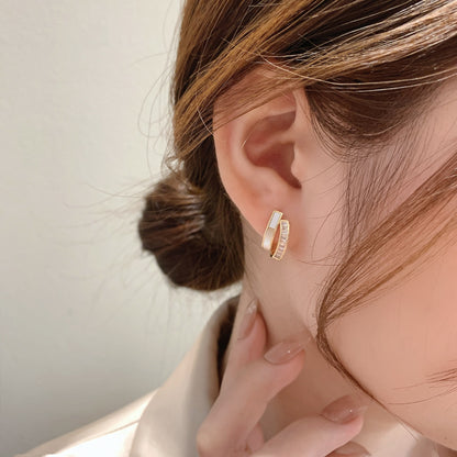 Fashion New Temperament Double-layer Personality Simple Silver Earrings-Jewearrings