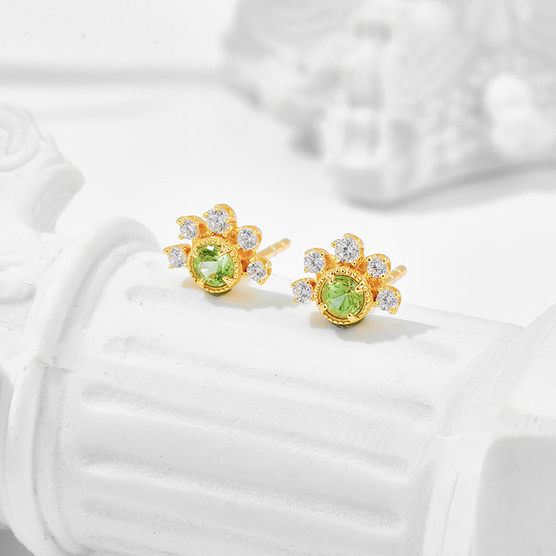 S925 Silver Plated 14K Gold Olivine Earrings-Jewearrings