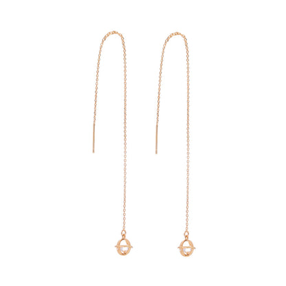 Gold Cutout Round Copper Tassel Pendant Earrings-Jewearrings