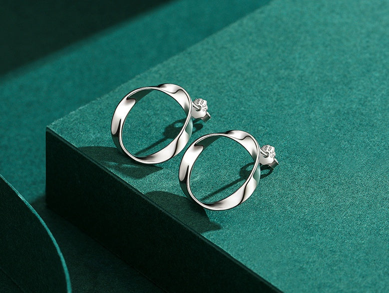 S925 Sterling Silver Simple And Glossy Individual Earrings-Jewearrings