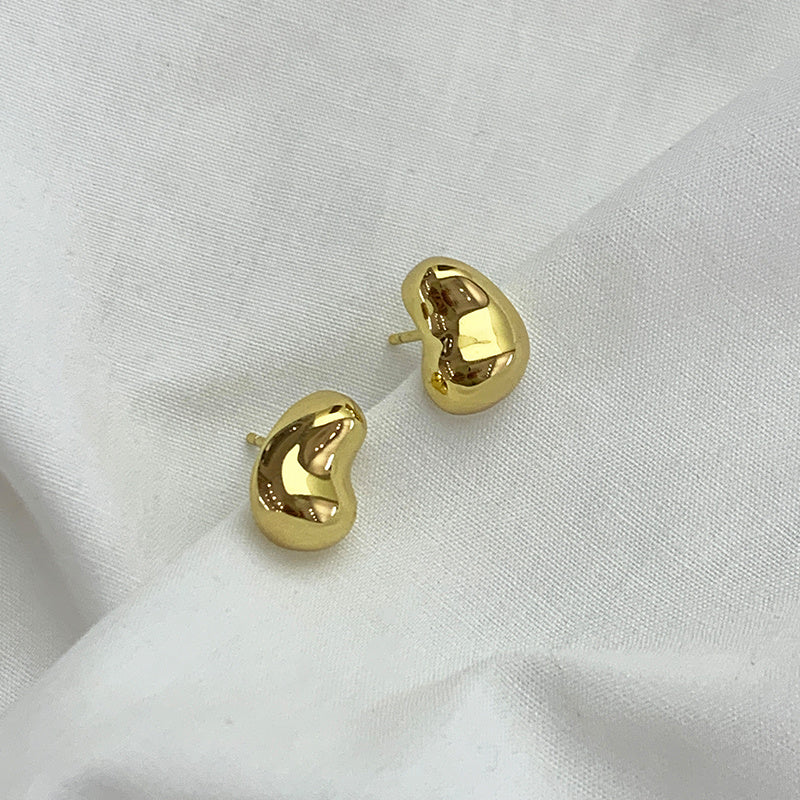 Temperament Versatile Gold Bean Ingot Classic Stud Earrings-Jewearrings