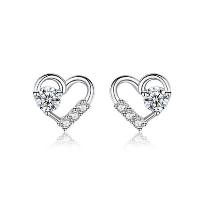 S925 Sterling Silver Love Heart Stud Earrings-Jewearrings