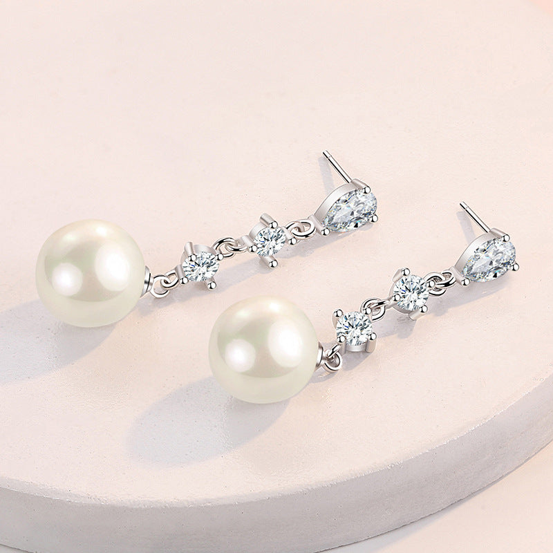 Women's Fashion Temperament Long Pearl Stud Earrings-Jewearrings