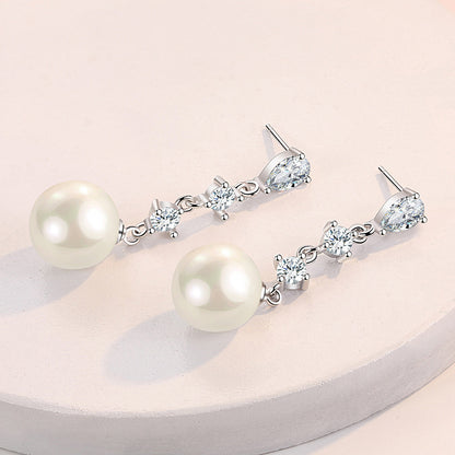 Women's Fashion Temperament Long Pearl Stud Earrings-Jewearrings