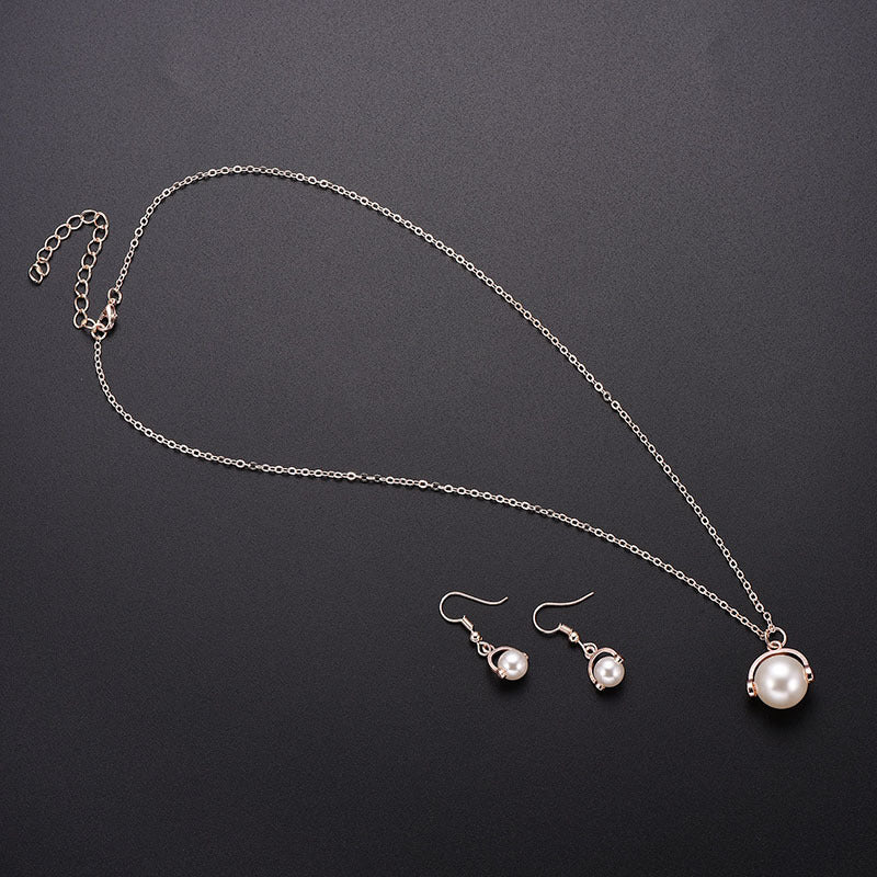 Two-piece Earrings Alloy Inlaid Pearl Jewellery Set-Jewearrings