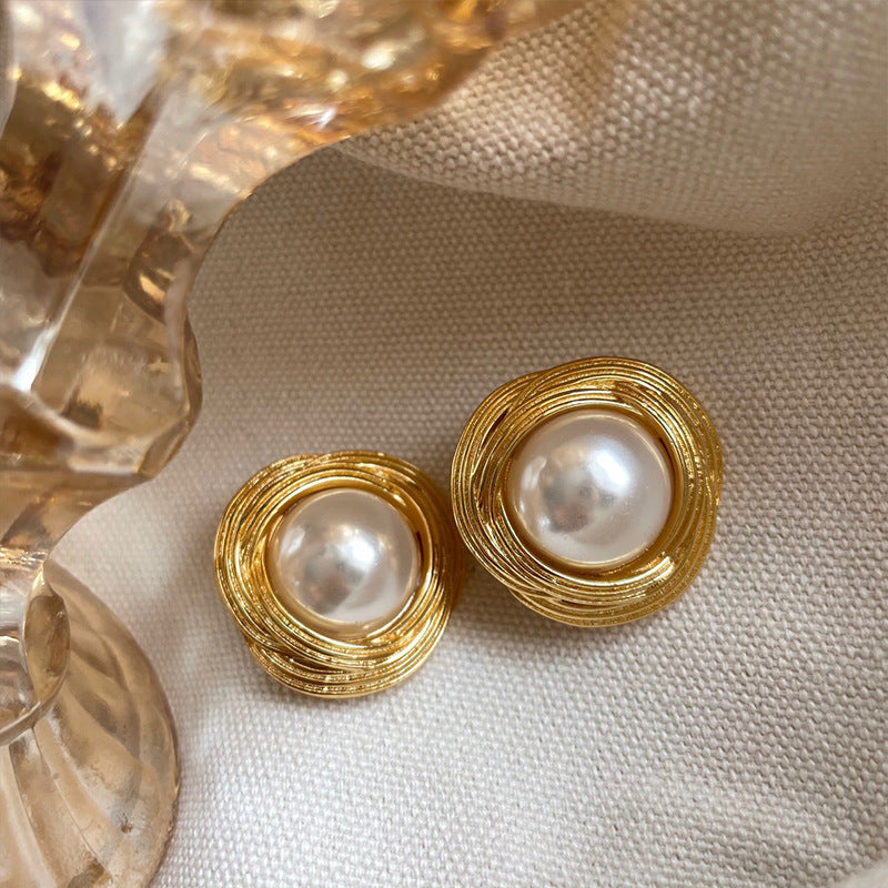 Vintage Large Pearl Medieval Earrings-Jewearrings