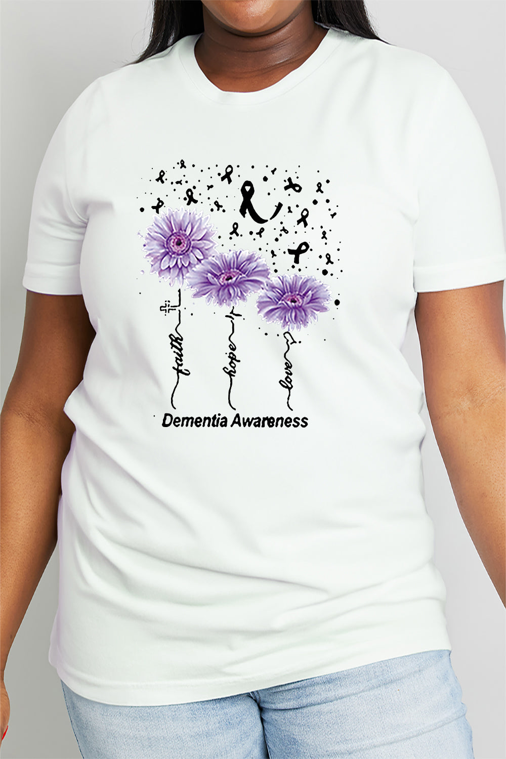 Simply Love Full Size DEMENTIA AWARENESS Graphic Cotton Tee-Jewearrings