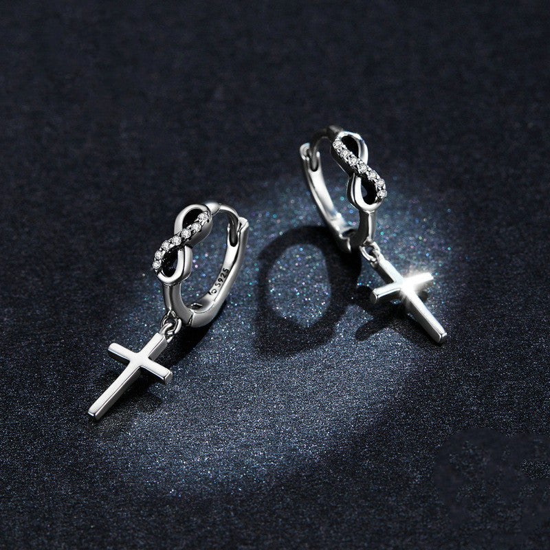 Creative Cross S925 Silver Earrings European And American Fashion-Jewearrings