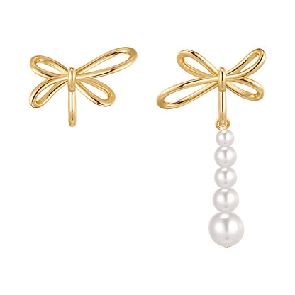 Women's Summer Butterfly Pearl Earrings-Jewearrings