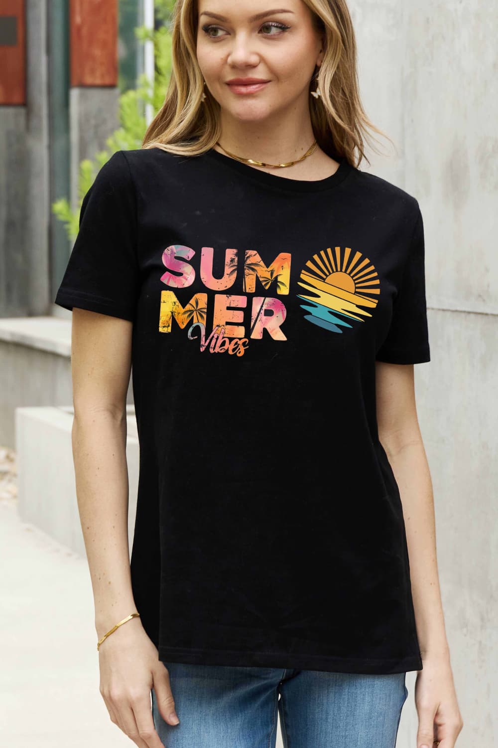 Simply Love Full Size SUMMER VIBES Graphic Cotton Tee-Jewearrings