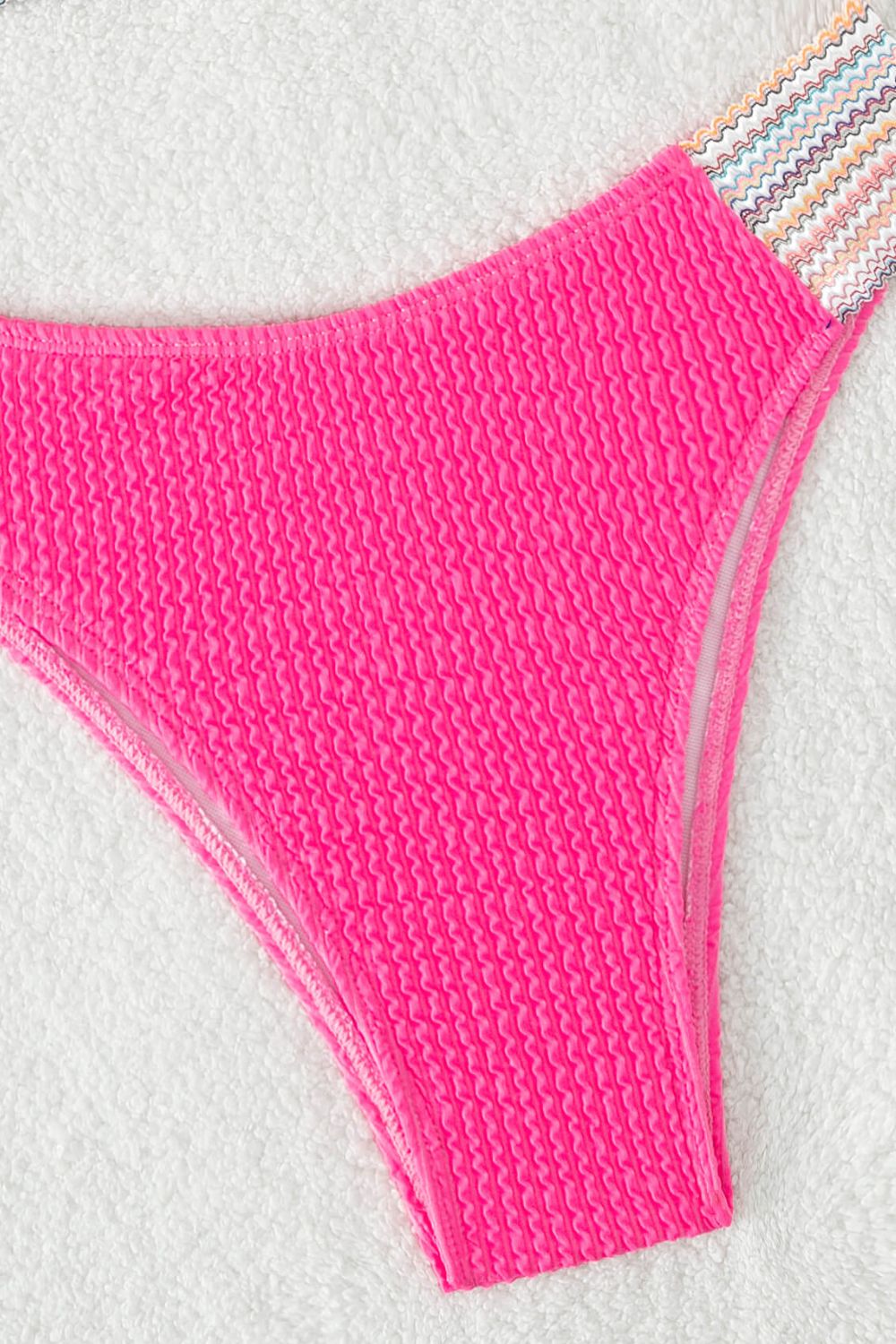 Contrast Textured High Cut Swim Set-Jewearrings