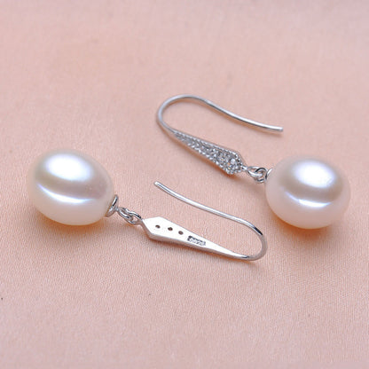 Silver Freshwater Pearl Earrings Women's Simple Fashion Ear Hook-Jewearrings