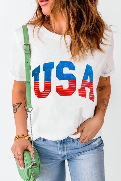 USA Round Neck Short Sleeve T-Shirt-Jewearrings