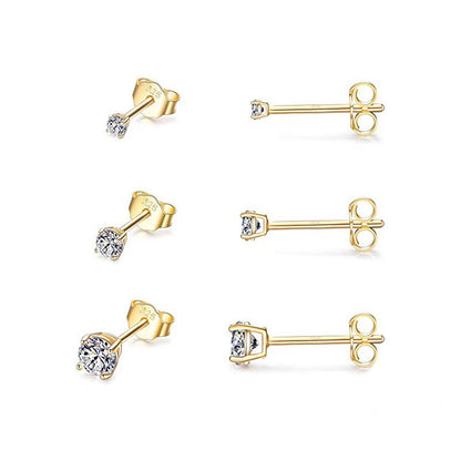 Sterling Silver Simple Piercing Stud Earrings-Jewearrings