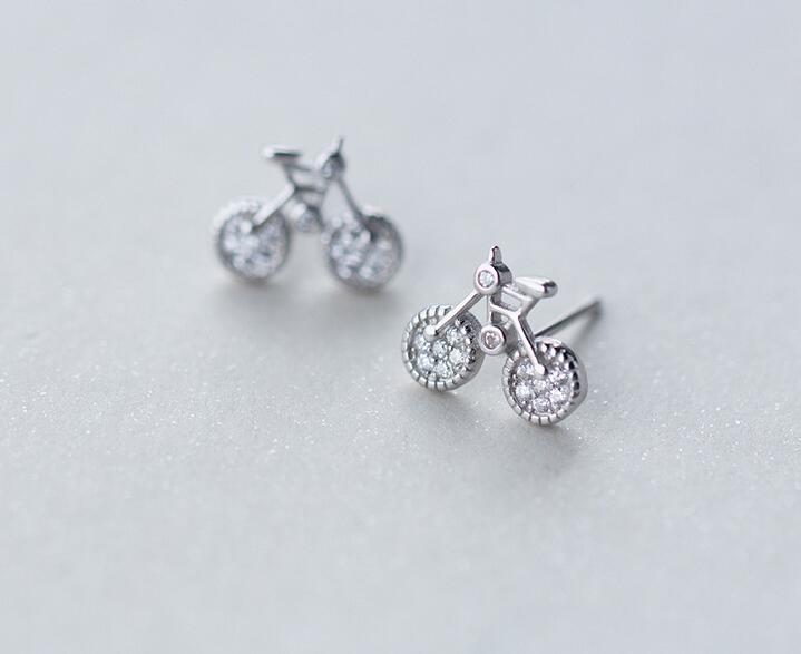 925 Sterling Silver Bicycle Earrings Women's Korean Version-Jewearrings