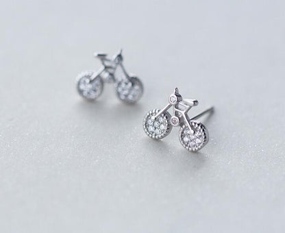 925 Sterling Silver Bicycle Earrings Women's Korean Version-Jewearrings