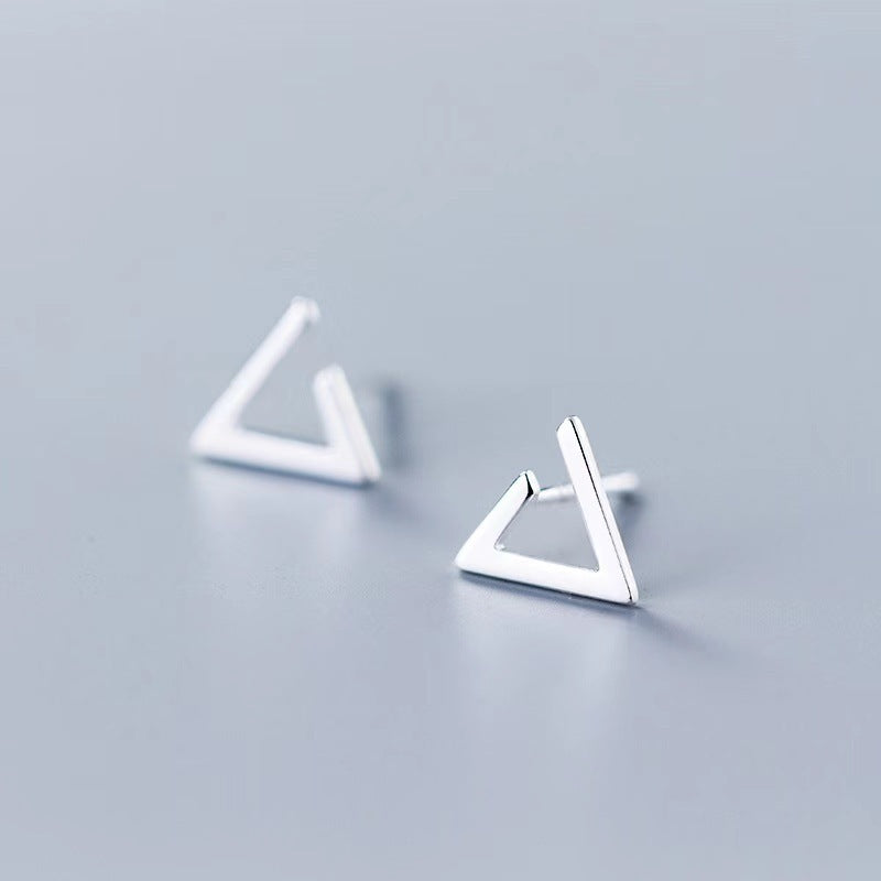 Sterling Silver Triangle Stud Niche Design Earrings-Jewearrings