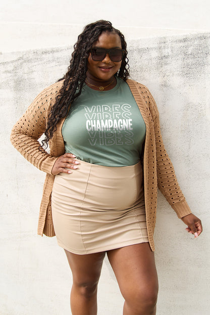 Simply Love Full Size CHAMPAGNE VIBES Short Sleeve T-Shirt-Jewearrings