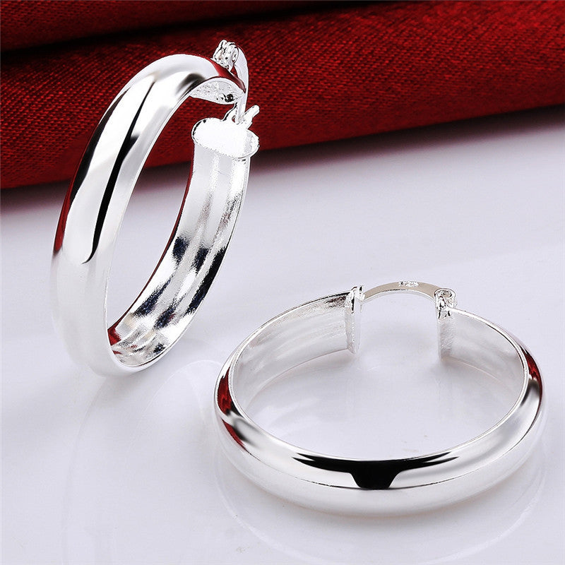 Women's Fashion Earrings Silver Plated Glossy Ear Ring-Jewearrings