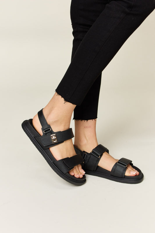 WILD DIVA Velcro Double Strap Slingback Sandals-Jewearrings