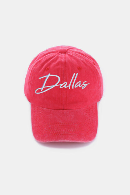 Zenana Washed DALLAS Embroidered Baseball Cap-Jewearrings