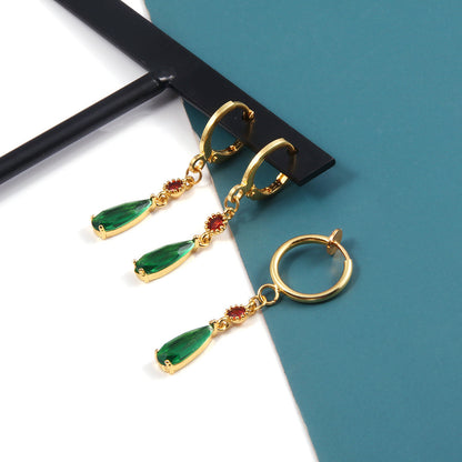 Brass Emerald Earrings Same Drop-Jewearrings