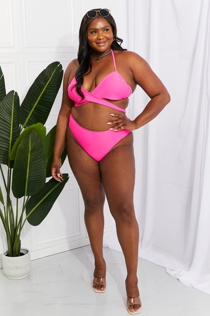 Marina West Swim Summer Splash Halter Bikini Set in Pink-Jewearrings