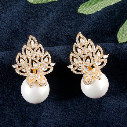 New Popular Style Pierced Hole Pattern Pearl Earrings Jewelry-Jewearrings