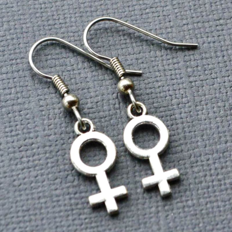 Fashion Cross Girl Silver Symbol Earrings-Jewearrings