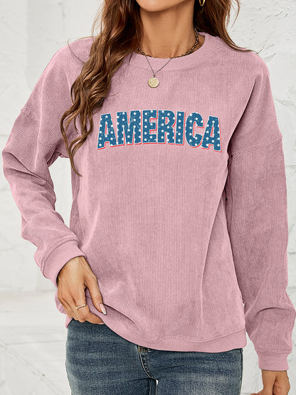 AMERICA Graphic Dropped Shoulder Sweatshirt-Jewearrings