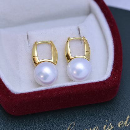 Women's Fashion Simple Geometric Pearl Earrings-Jewearrings