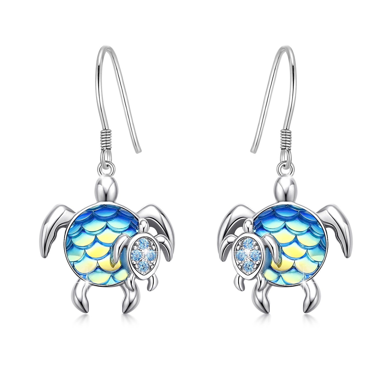 Turtle Earrings Sterling Silver Mom and Baby Dangle Mother and Daughter Tortoise-Jewearrings