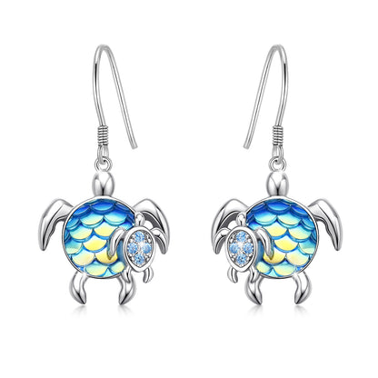 Turtle Earrings Sterling Silver Mom and Baby Dangle Mother and Daughter Tortoise-Jewearrings