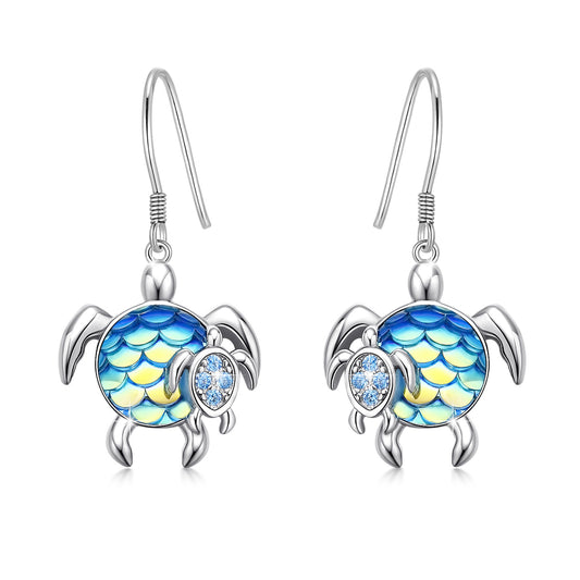 Turtle Earrings Sterling Silver Mom and Baby Dangle Mother and Daughter Tortoise-Jewearrings