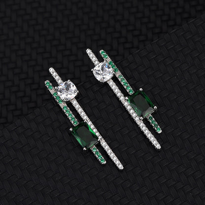 S925 Sterling Silver Stud Earrings Emerald-Jewearrings