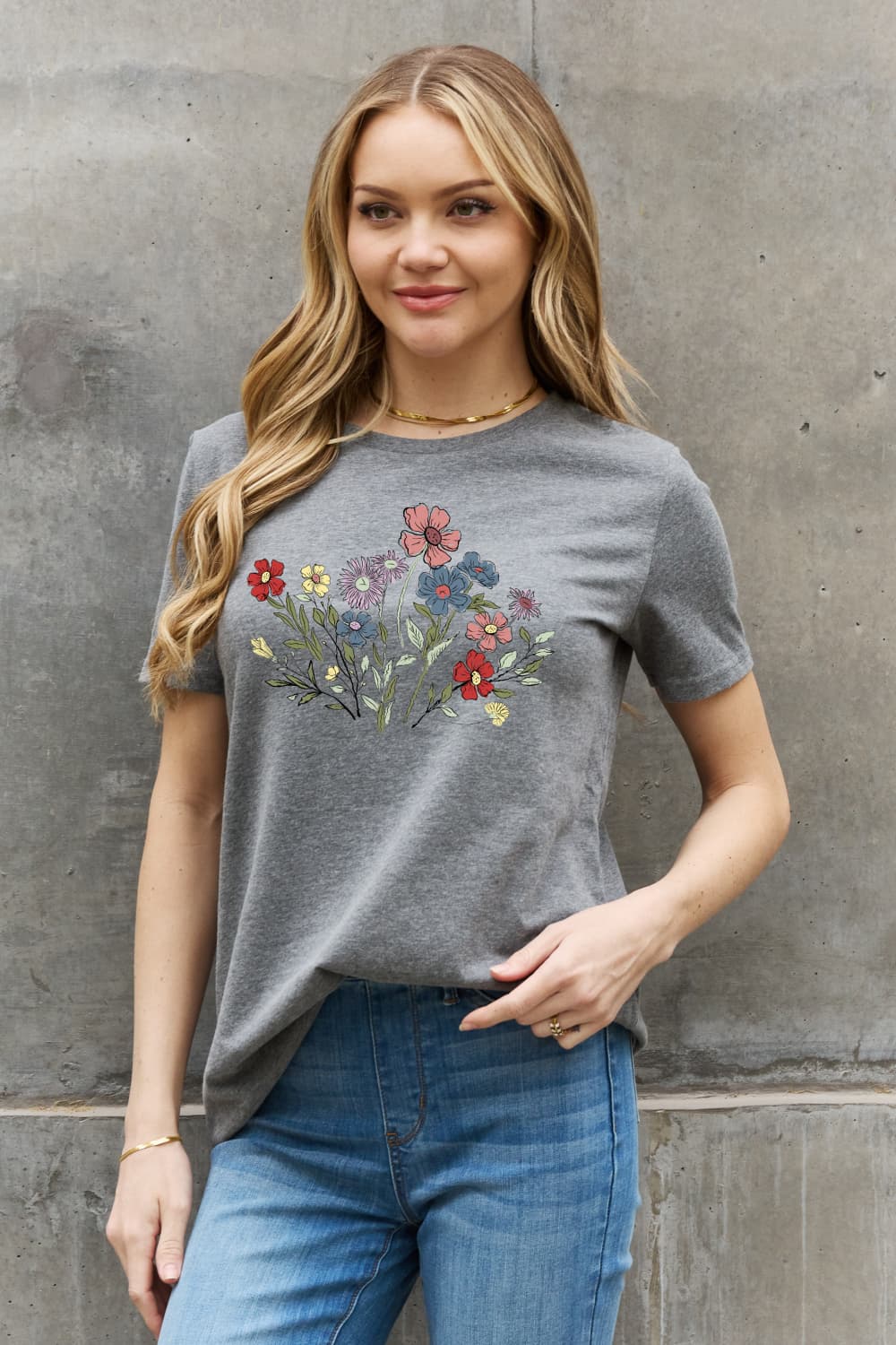 Simply Love Simply Love Full Size Flower Graphic Cotton Tee-Jewearrings