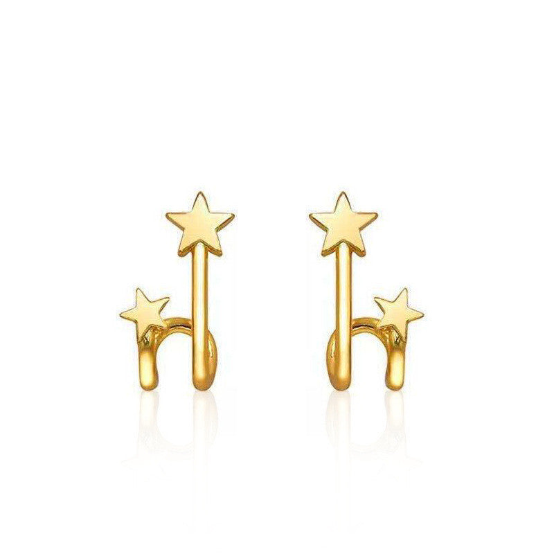 Women's Simple Personality Style Silver Star Earrings-Jewearrings