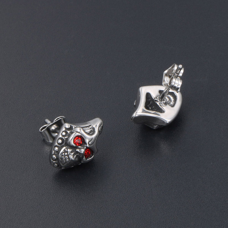 Halloween Retro Diamonds Red Eye Stud Earrings-Jewearrings