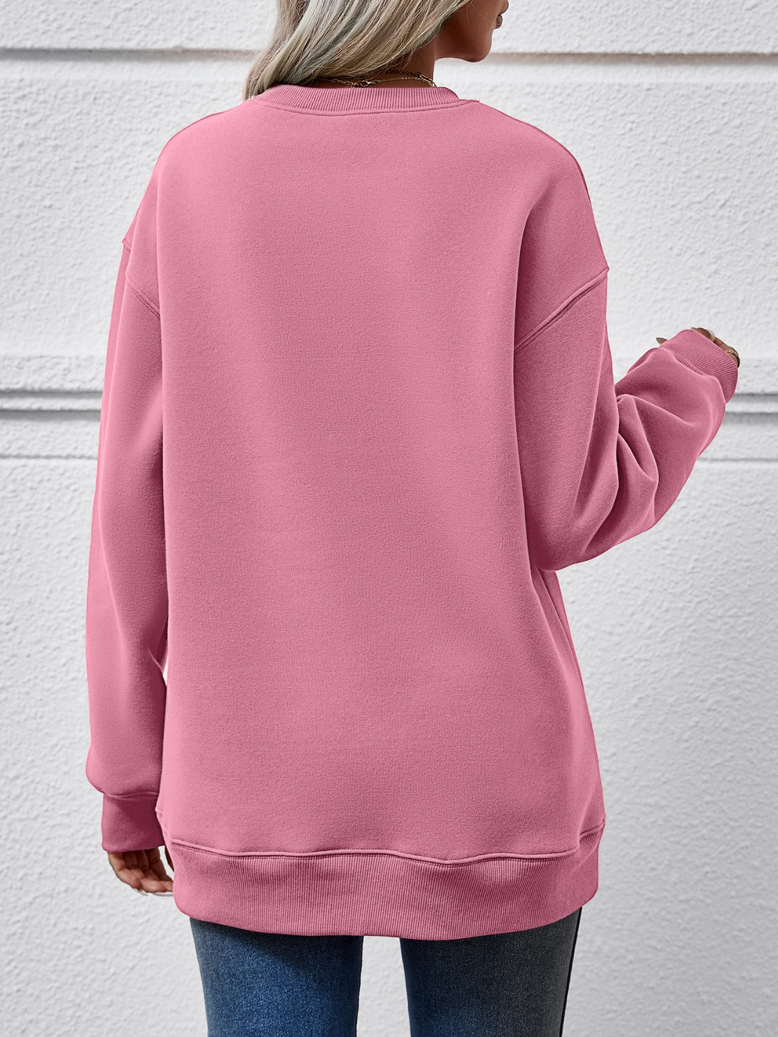 Round Neck Letter Graphic Long Sleeve Sweatshirt-Jewearrings