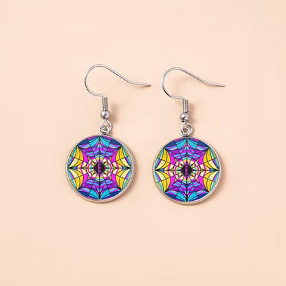 Punk Wednesday Stainless Steel Glass Dome Dangle Earrings For Women Girls-Jewearrings